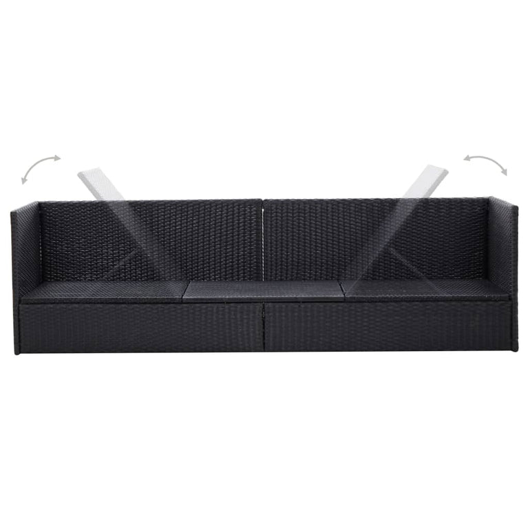 Tuinbed met kussens poly rattan zwart MeubelReus