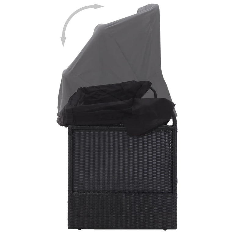 Loungebank met luifel poly rattan zwart MeubelReus