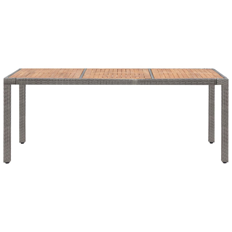 Tuintafel 190x90x75 cm poly rattan en massief acaciahout grijs MeubelReus