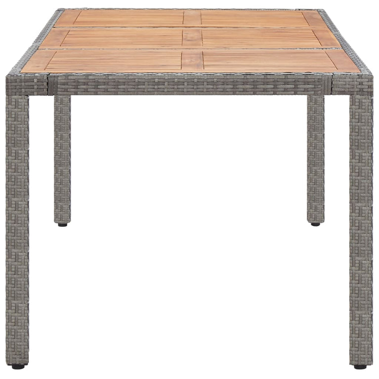 Tuintafel 190x90x75 cm poly rattan en massief acaciahout grijs MeubelReus