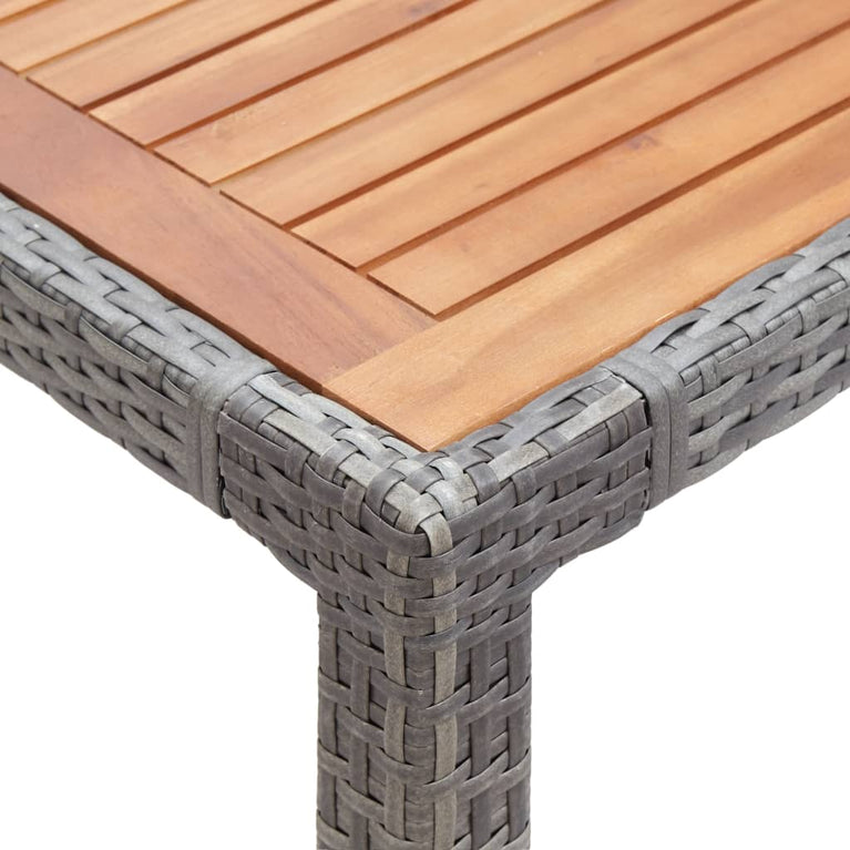 Tuintafel 190x90x75 cm poly rattan en massief acaciahout grijs MeubelReus