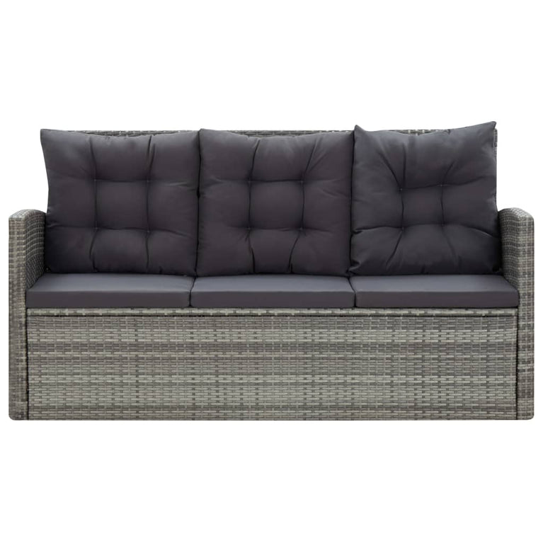 5-delige Tuinset met kussens poly rattan grijs MeubelReus