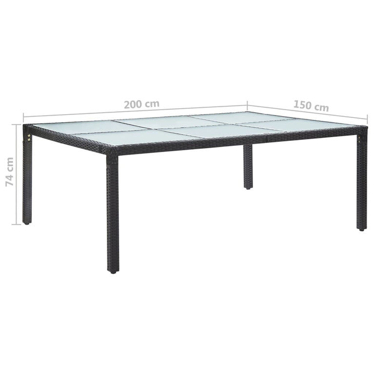 Tuintafel 200x150x74 cm poly rattan zwart MeubelReus