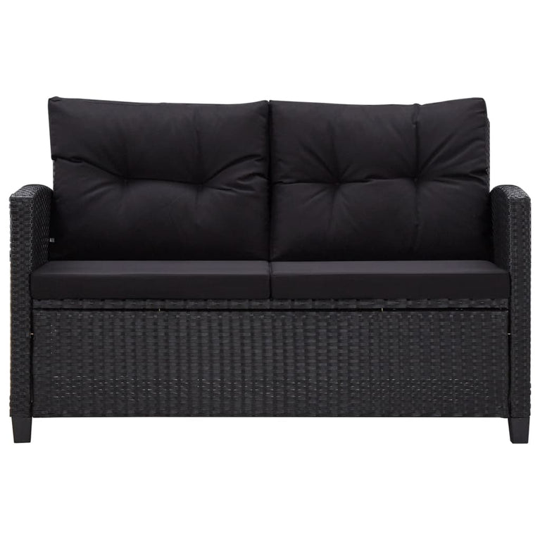 6-delige Loungeset met kussens poly rattan zwart MeubelReus