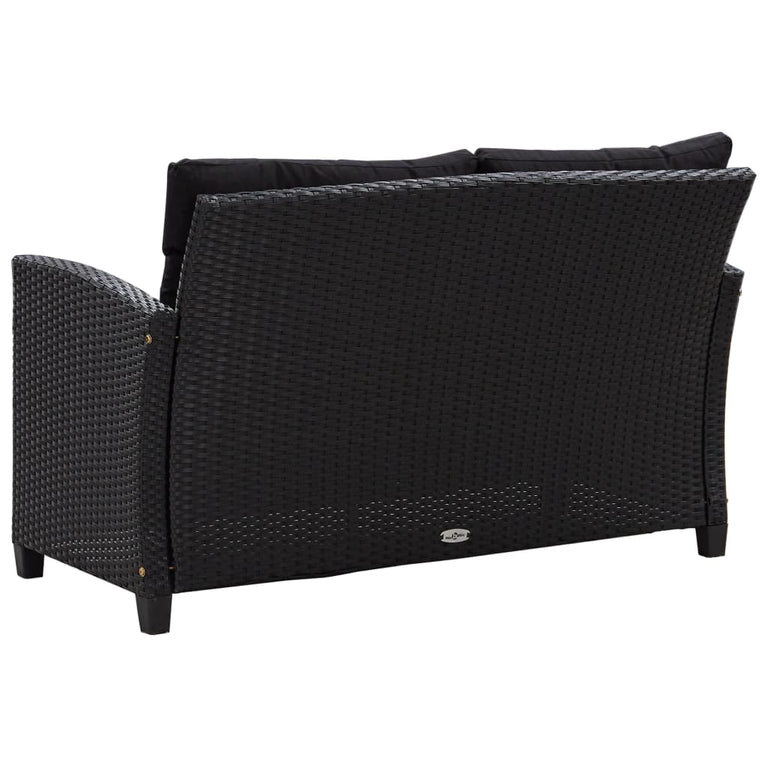 6-delige Loungeset met kussens poly rattan zwart MeubelReus