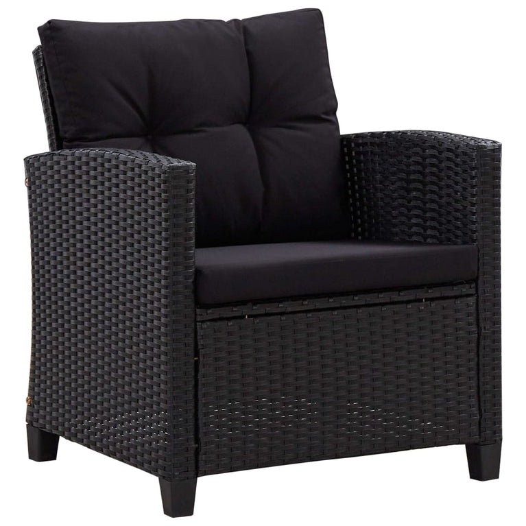 6-delige Loungeset met kussens poly rattan zwart MeubelReus