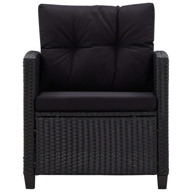 6-delige Loungeset met kussens poly rattan zwart MeubelReus