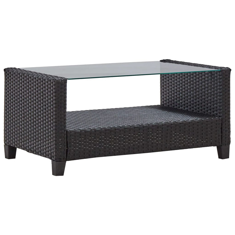 6-delige Loungeset met kussens poly rattan zwart MeubelReus
