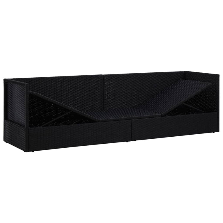 Tuinbed met kussens poly rattan zwart MeubelReus