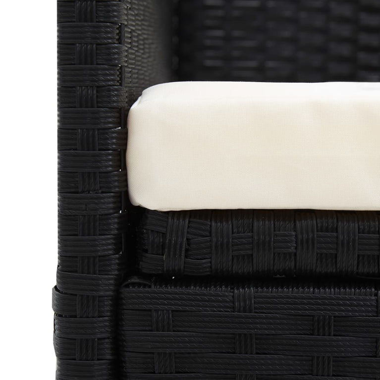 Tuinbed met kussens poly rattan zwart MeubelReus