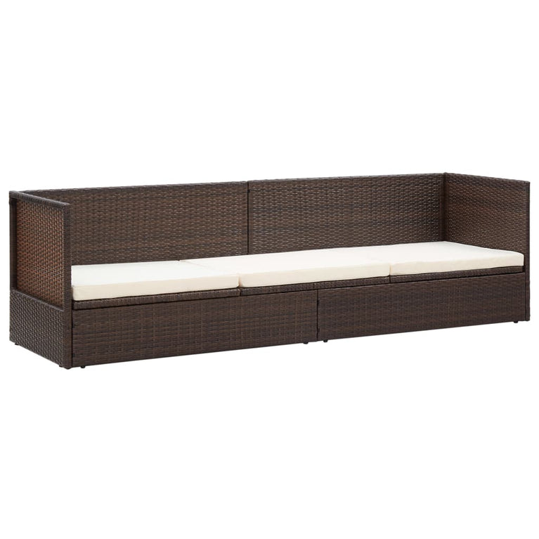 Tuinbed met kussens poly rattan bruin MeubelReus