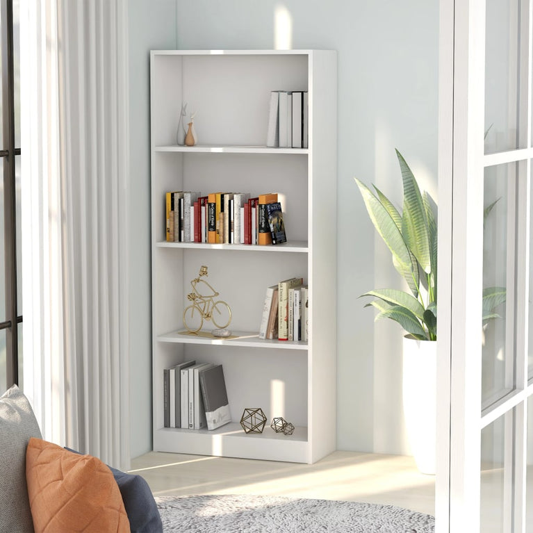 Boekenkast met 4 schappen 60x24x142 cm bewerkt hout wit MeubelReus