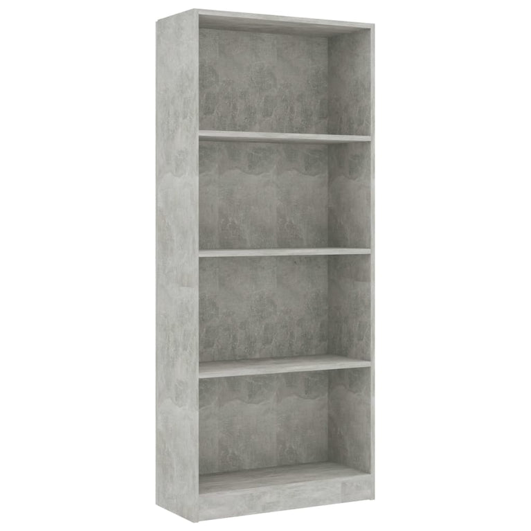 Boekenkast met 4 schappen 60x24x142 cm bewerkt hout betongrijs MeubelReus