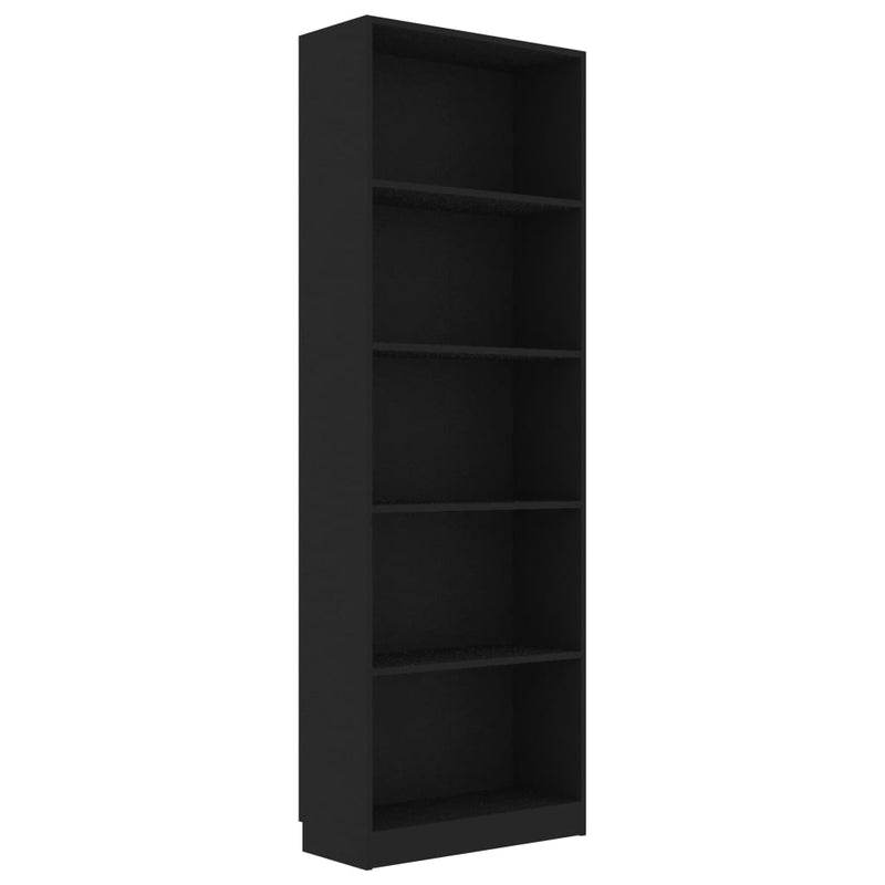 Boekenkast met 5 schappen 60x24x175 cm bewerkt hout zwart MeubelReus