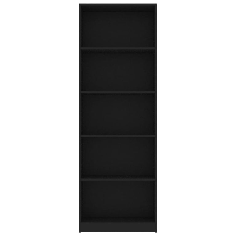 Boekenkast met 5 schappen 60x24x175 cm bewerkt hout zwart MeubelReus