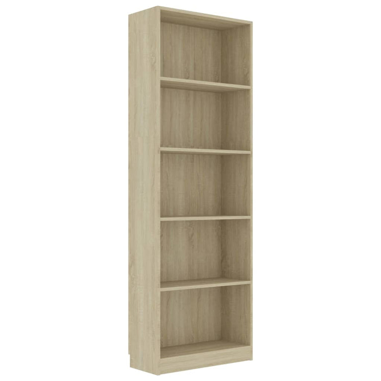 Boekenkast met 5 schappen 60x24x175 cm bewerkt hout sonoma eik MeubelReus