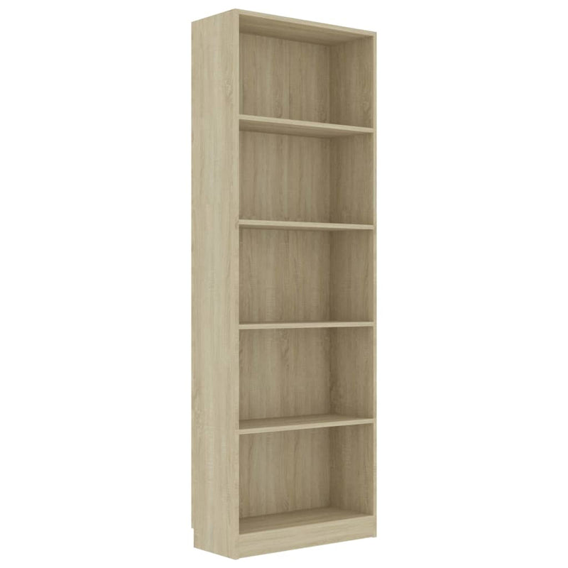 Boekenkast met 5 schappen 60x24x175 cm bewerkt hout sonoma eik MeubelReus