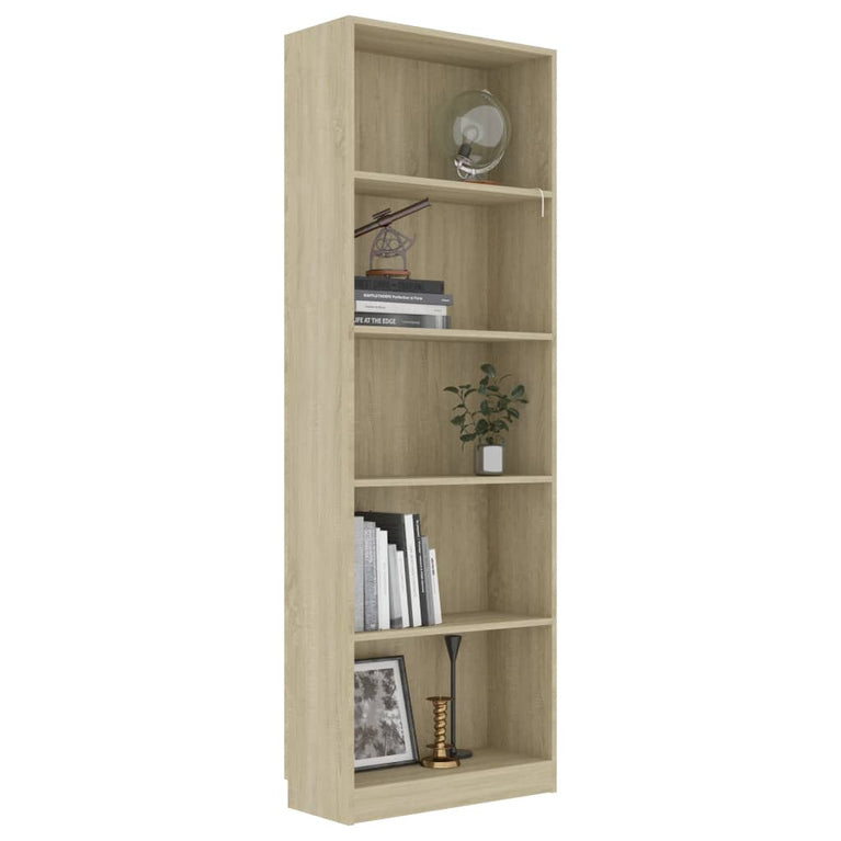 Boekenkast met 5 schappen 60x24x175 cm bewerkt hout sonoma eik MeubelReus
