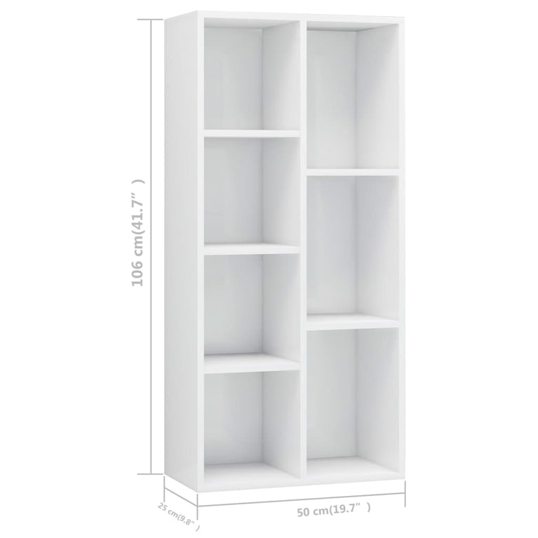 Boekenkast 50x25x106 cm bewerkt hout hoogglans wit MeubelReus