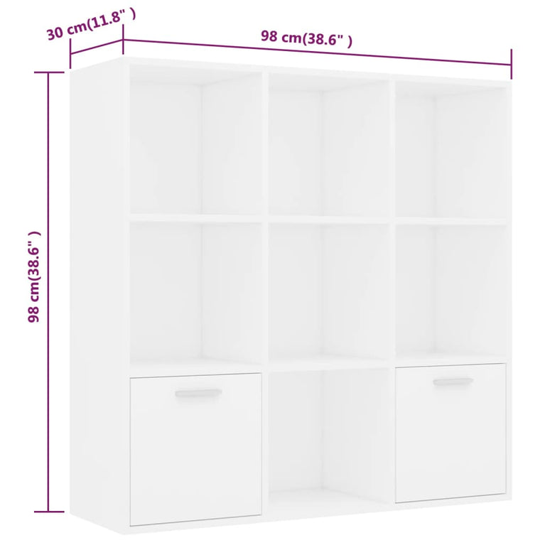 Boekenkast 98x30x98 cm spaanplaat wit