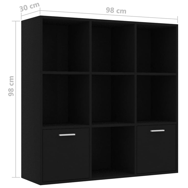 Boekenkast 98x30x98 cm spaanplaat zwart MeubelReus
