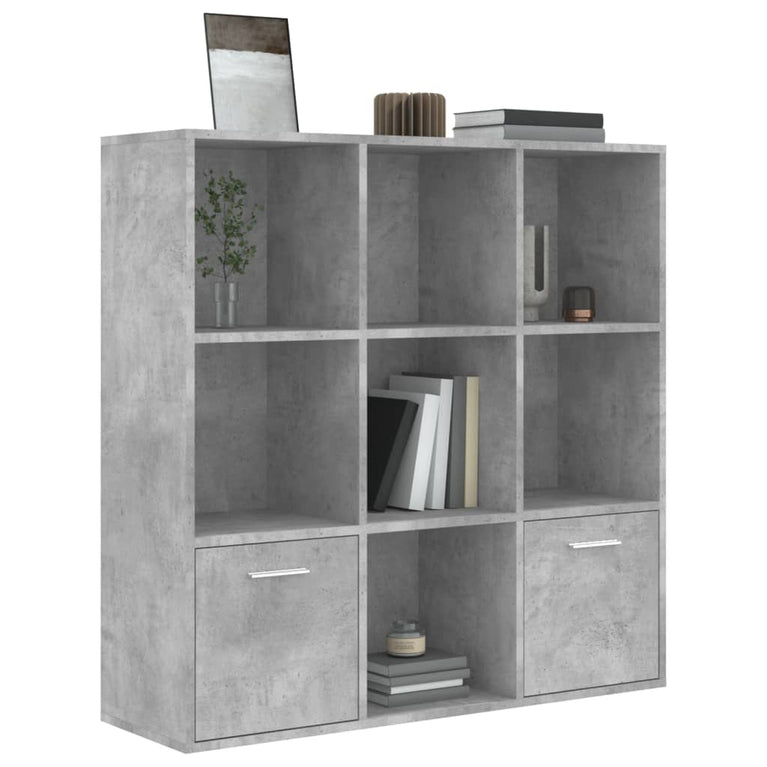 Boekenkast 98x30x98 cm spaanplaat betongrijs MeubelReus