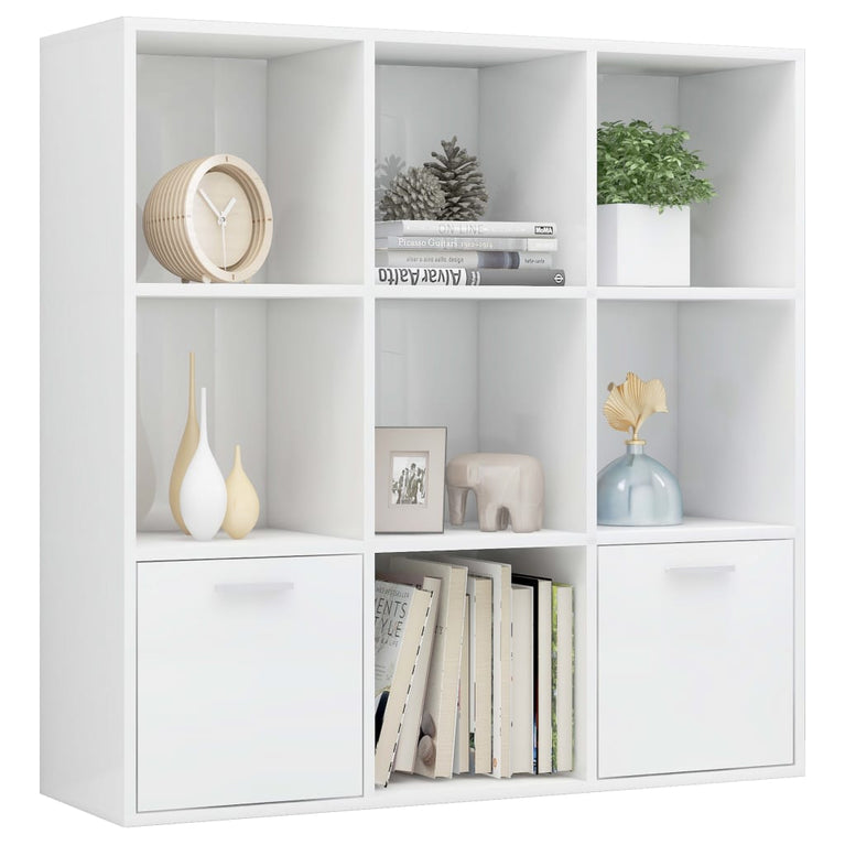 Boekenkast 98x30x98 cm spaanplaat hoogglans wit MeubelReus