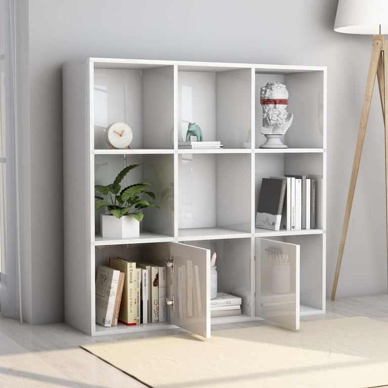 Boekenkast 98x30x98 cm spaanplaat hoogglans wit MeubelReus