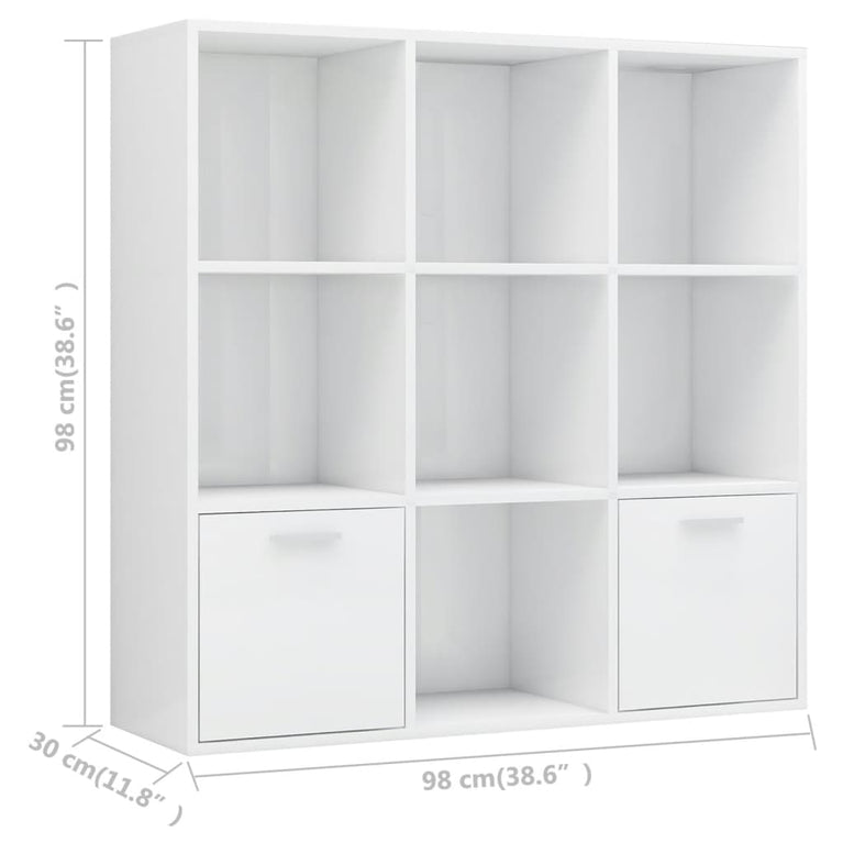 Boekenkast 98x30x98 cm spaanplaat hoogglans wit MeubelReus