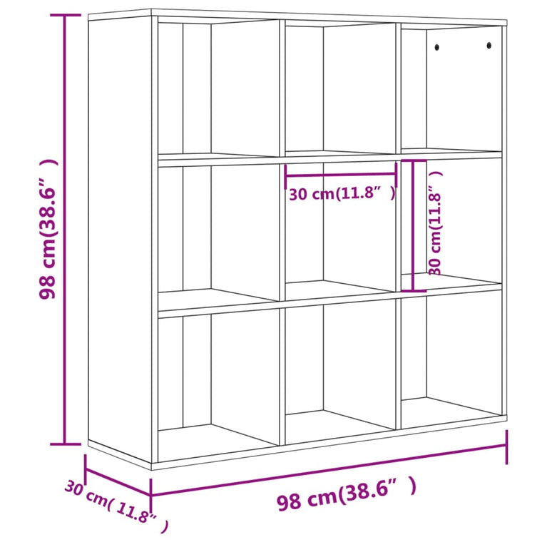 Boekenkast 98x30x98 cm spaanplaat betongrijs MeubelReus