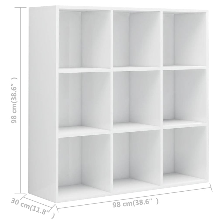 Boekenkast 98x30x98 cm spaanplaat hoogglans wit MeubelReus