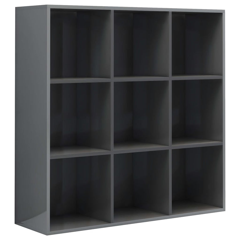 Boekenkast 98x30x98 cm spaanplaat hoogglans grijs