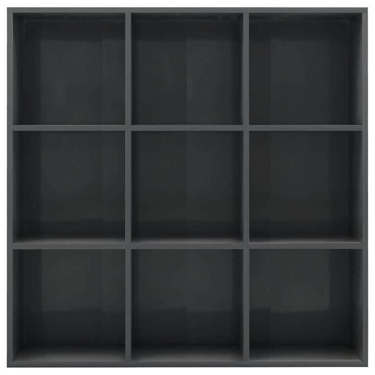Boekenkast 98x30x98 cm spaanplaat hoogglans grijs