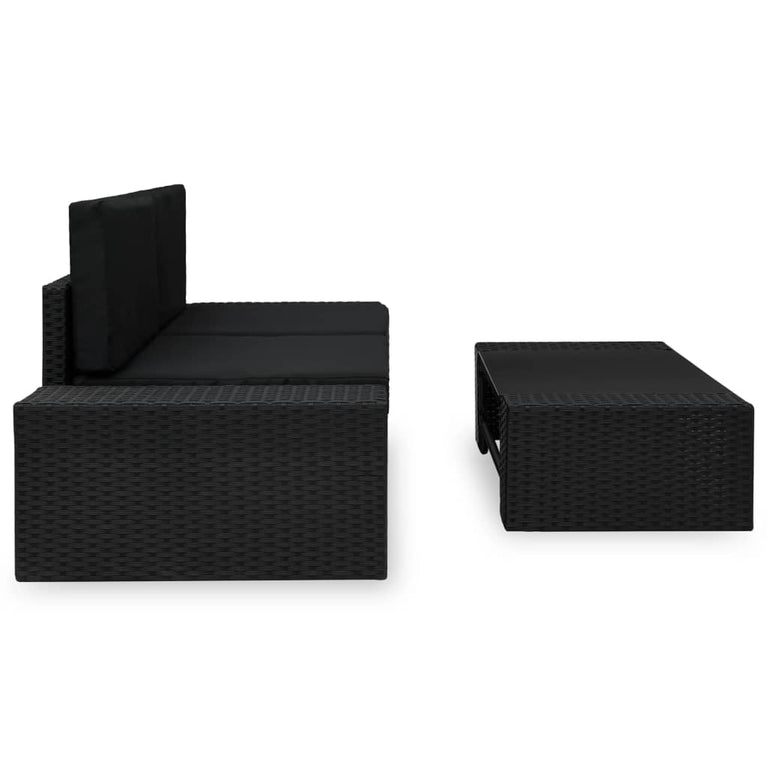 3-delige Loungeset poly rattan zwart MeubelReus