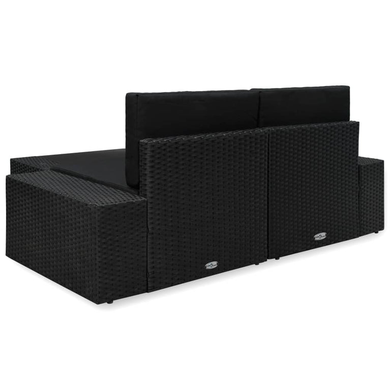3-delige Loungeset poly rattan zwart MeubelReus