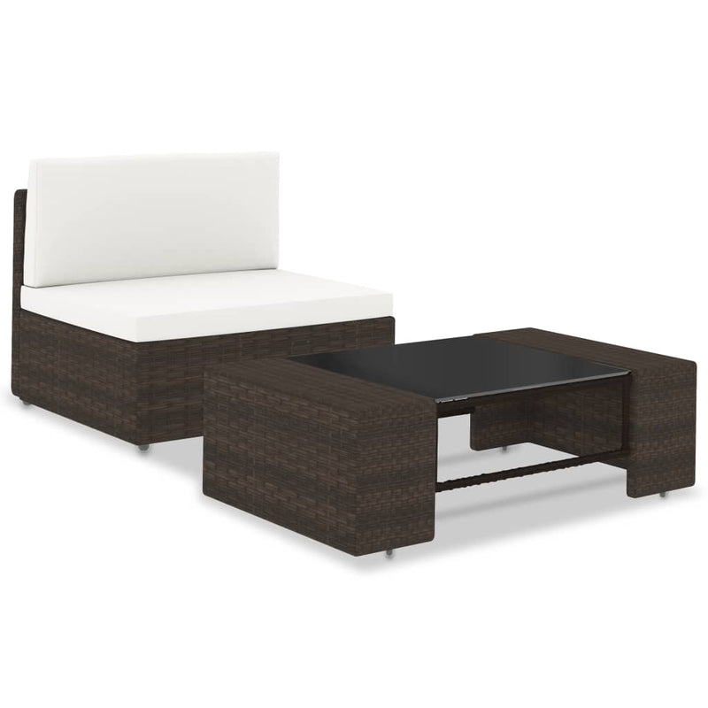 2-delige Loungeset poly rattan bruin MeubelReus