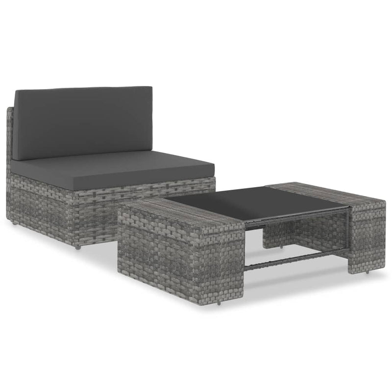 2-delige Loungeset poly rattan grijs MeubelReus