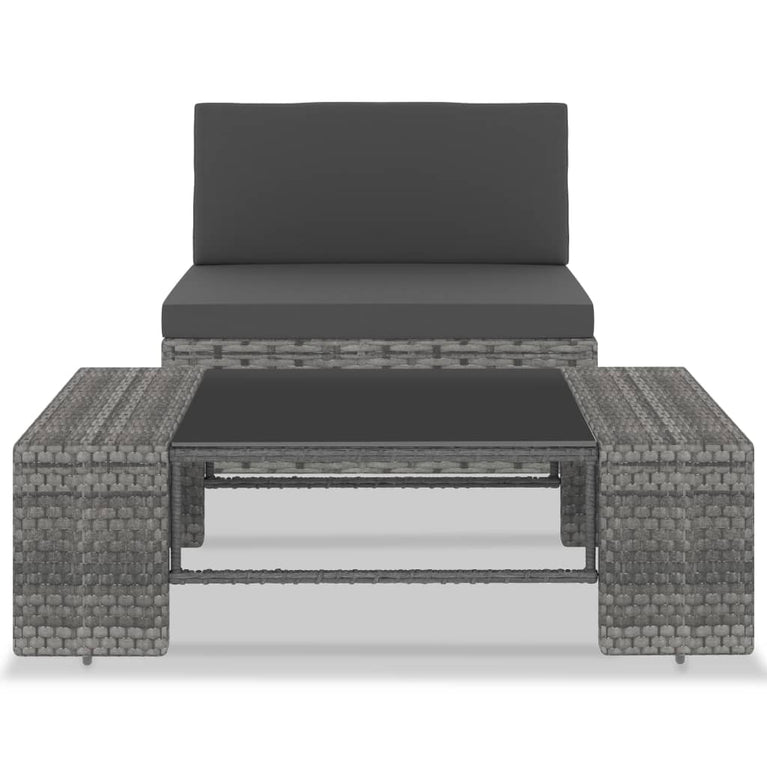 2-delige Loungeset poly rattan grijs MeubelReus
