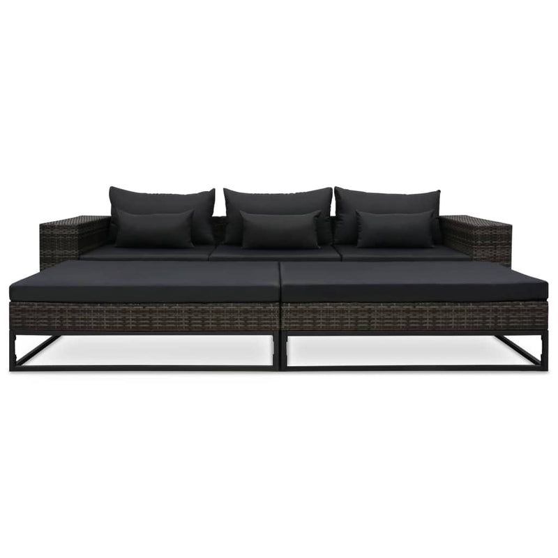 5-delige Loungeset met kussens poly rattan grijs MeubelReus