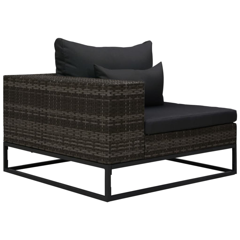 5-delige Loungeset met kussens poly rattan grijs MeubelReus