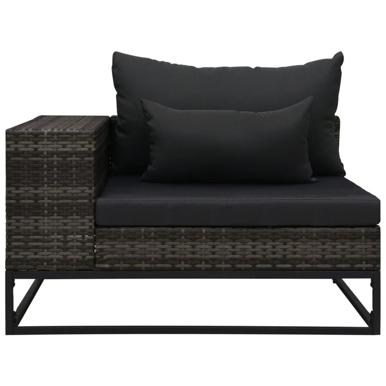 5-delige Loungeset met kussens poly rattan grijs MeubelReus
