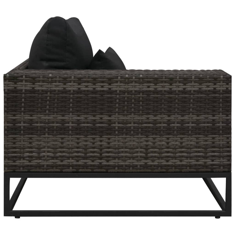 5-delige Loungeset met kussens poly rattan grijs MeubelReus