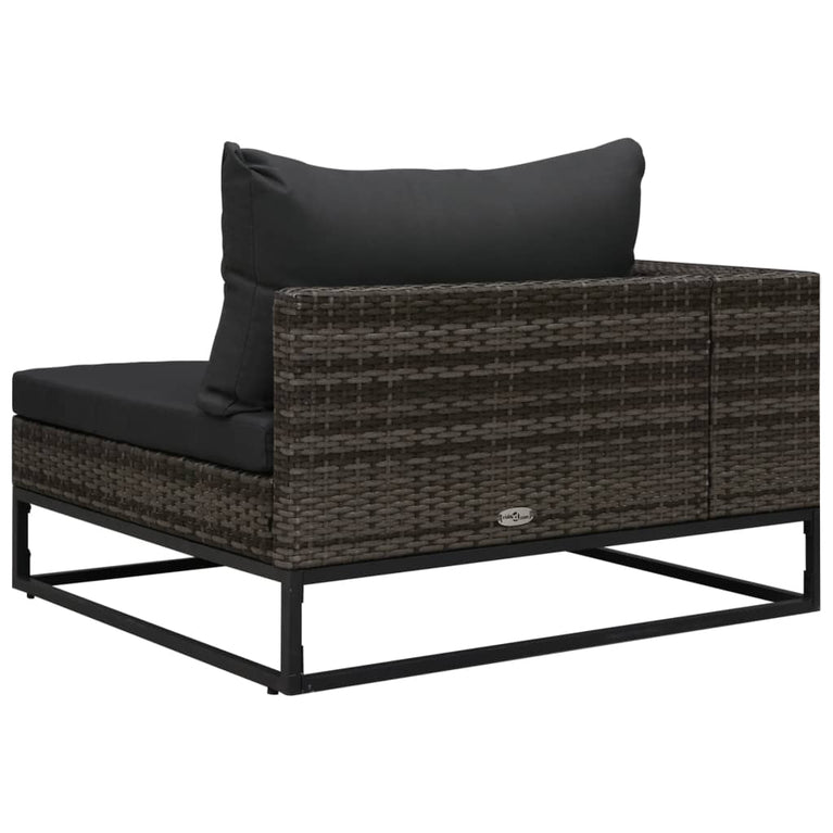 5-delige Loungeset met kussens poly rattan grijs MeubelReus