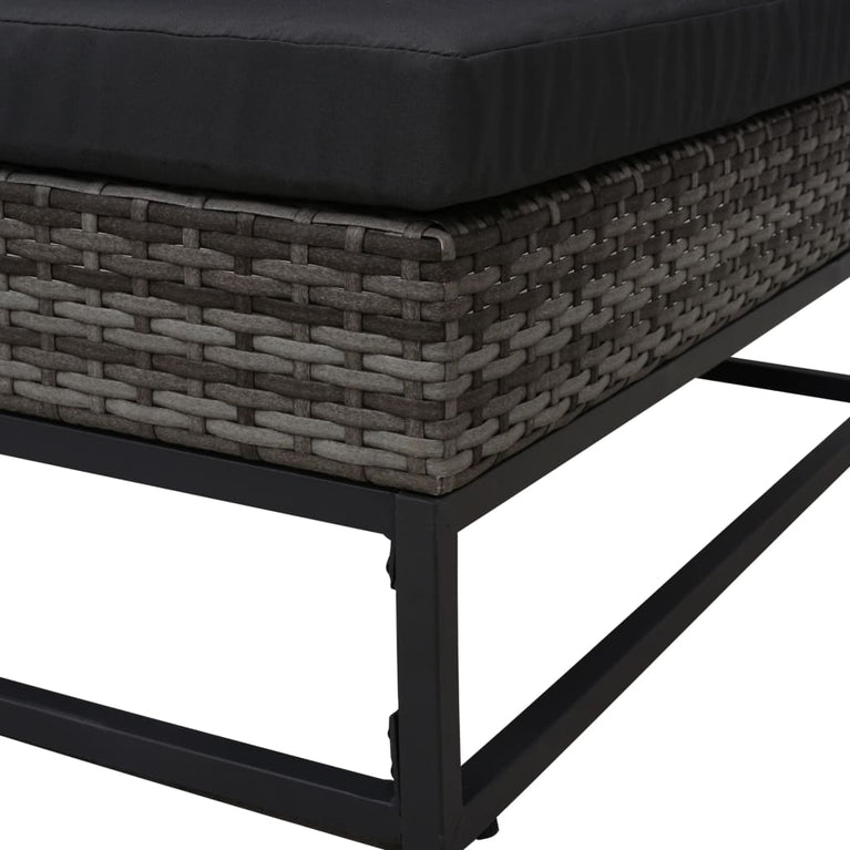 5-delige Loungeset met kussens poly rattan grijs MeubelReus