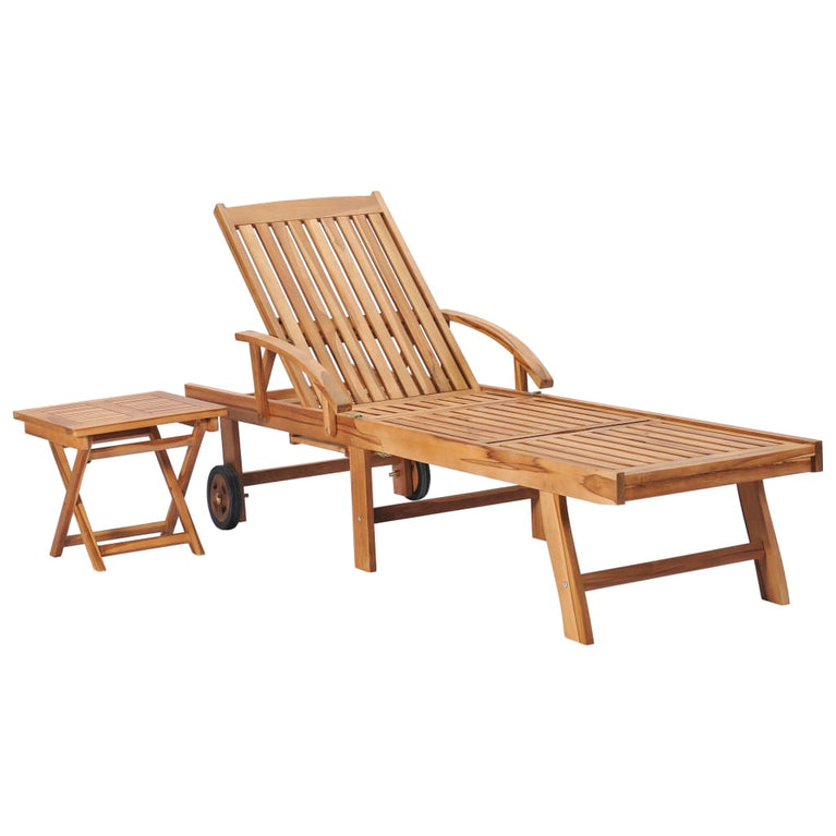 Ligbedden 2 st met tafel massief teakhout MeubelReus