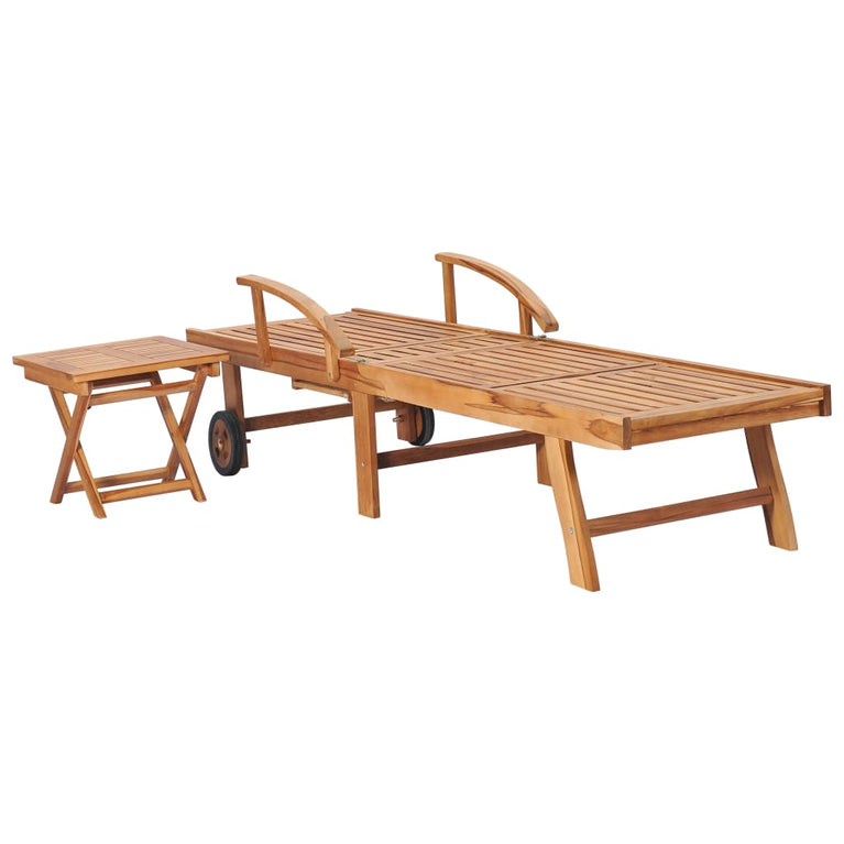 Ligbedden 2 st met tafel massief teakhout MeubelReus