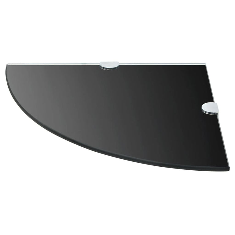 Hoekschappen 2 st met chromen dragers 35x35 cm glas zwart MeubelReus