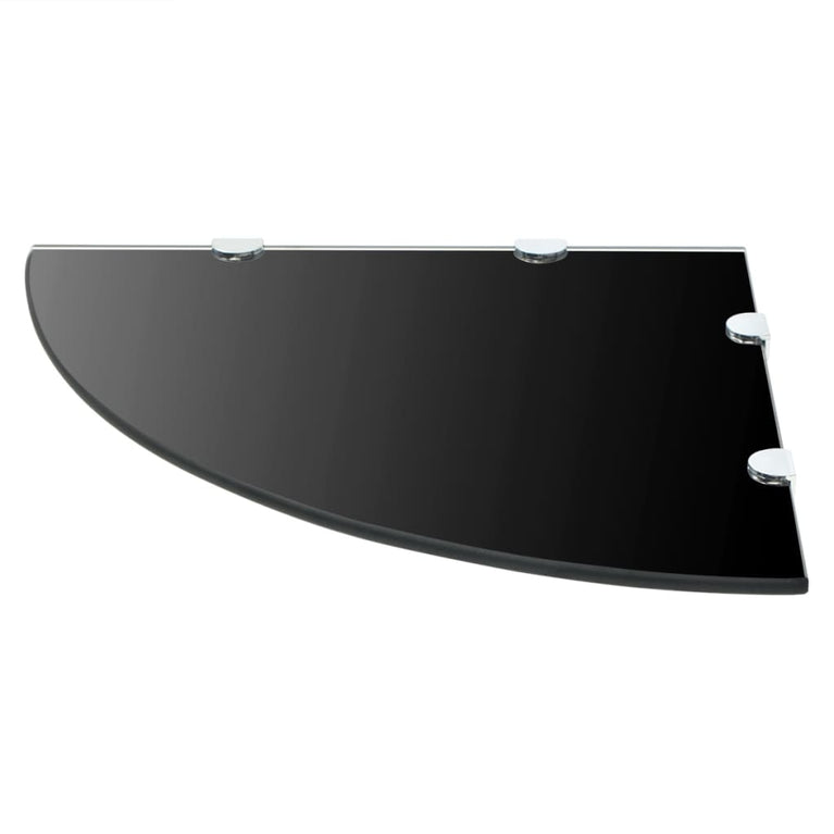 Hoekschappen 2 st met chromen dragers 45x45 cm glas zwart MeubelReus