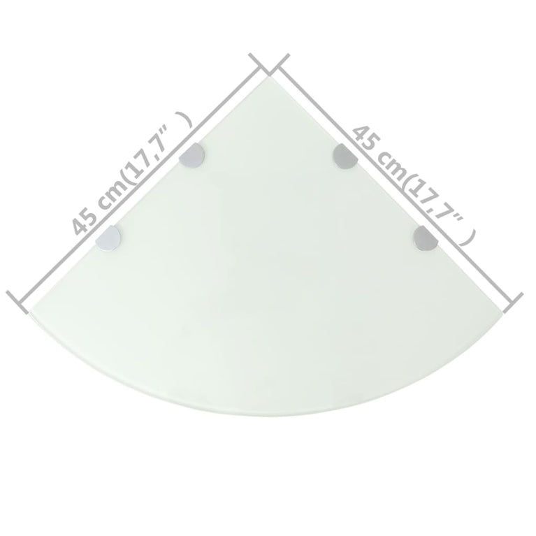 Hoekschappen 2 st met chromen dragers 45x45 cm glas wit MeubelReus