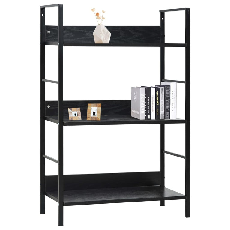 Boekenkast met 3 schappen 60x27,6x90,5 cm bewerkt hout zwart MeubelReus
